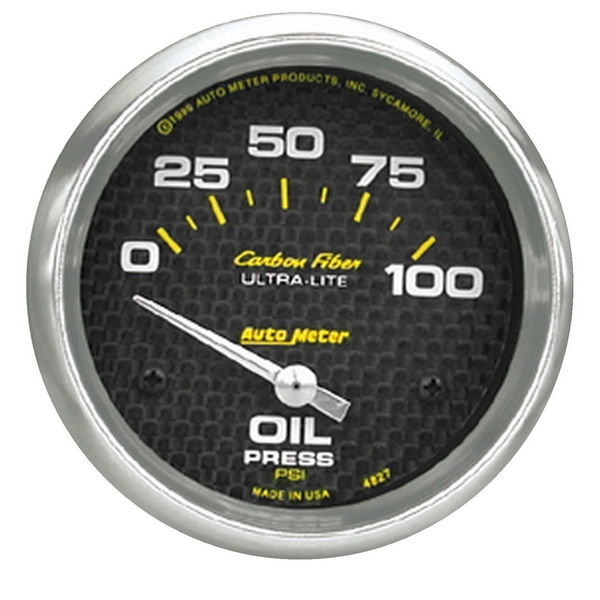 2-5/8" OIL PRESSURE, 0-100 PSI, CARBON FIBER